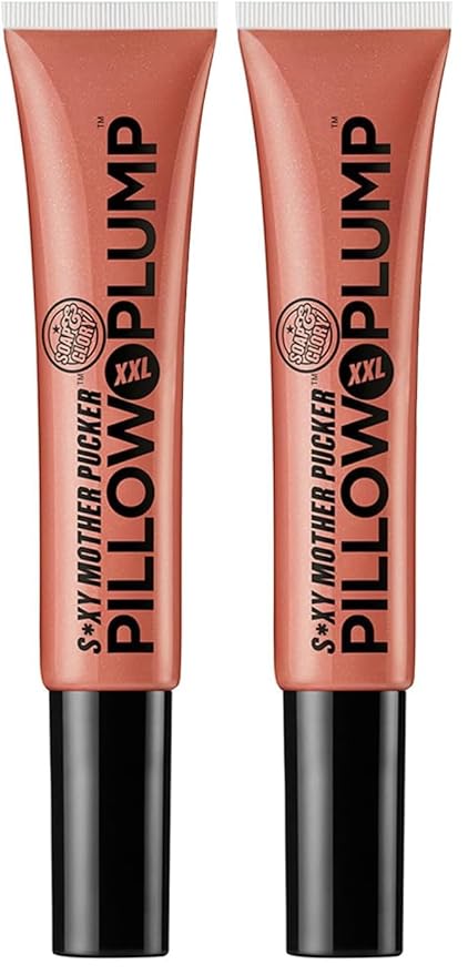 Soap & Glory SMP XXL Pillow Plump Lip Gloss - Hydrating, Plumping Lip Gloss for Full, Volumized Lips - Lip Plumper with a Chocolate Orange Scent & Vegan Formula - Nude In Town (10ml) (Pack of 2)