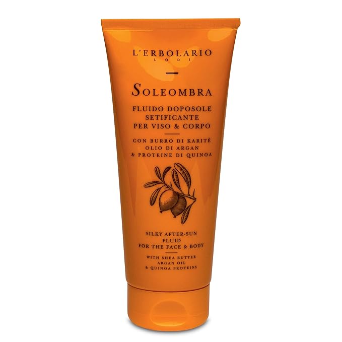 L'Erbolario Soleombra Silky After-Sun Fluid - After Sun Lotion with Aloe Vera Gel for Deep Hydration - Summer Essentials with Shea Butter - 6.7 oz