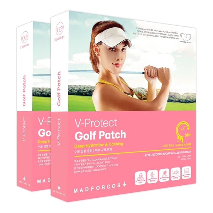 V-Protect Golf Sunscreen Patch for Golf & Outdoor Sports – UV Protection, Hydrating & Cooling Face Patches | 10 Count (Medium Size)