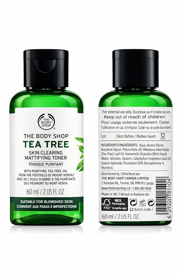 The Body Shop Tea Tree Skin Clearing Mattifying Toner, Made with Tea Tree Oil, 100% Vegan, 2.0 Fl. Oz