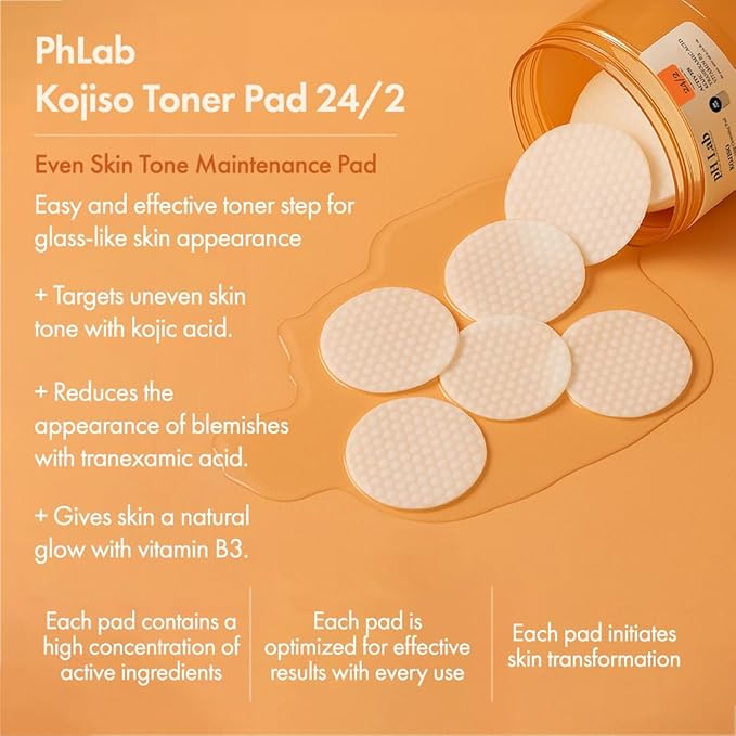 pH Lab Kojiso Toner Pad, Supports Skin Texture & Enhances Natural Glow, 60 Pads