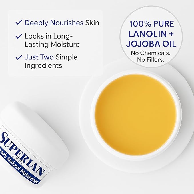 Moisturizer Lanolin Cream 4 oz with Jojoba Oil for Hot, Dry & Cold Weather - Lightweight Creamy Formula with Medical-Grade Lanolin & Jojoba Oil - Moisturizer for Hands, Feet, Body, and More