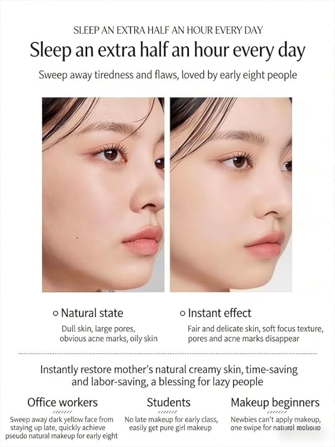 CC Cream with Brightening & Color Correction, Hydrating Moisturizer with Concealer, Natural Tone-Up Face Cream for Dull Skin, 50g - No White Cast, Sheer Coverage, Easy All-in-One Makeup Base