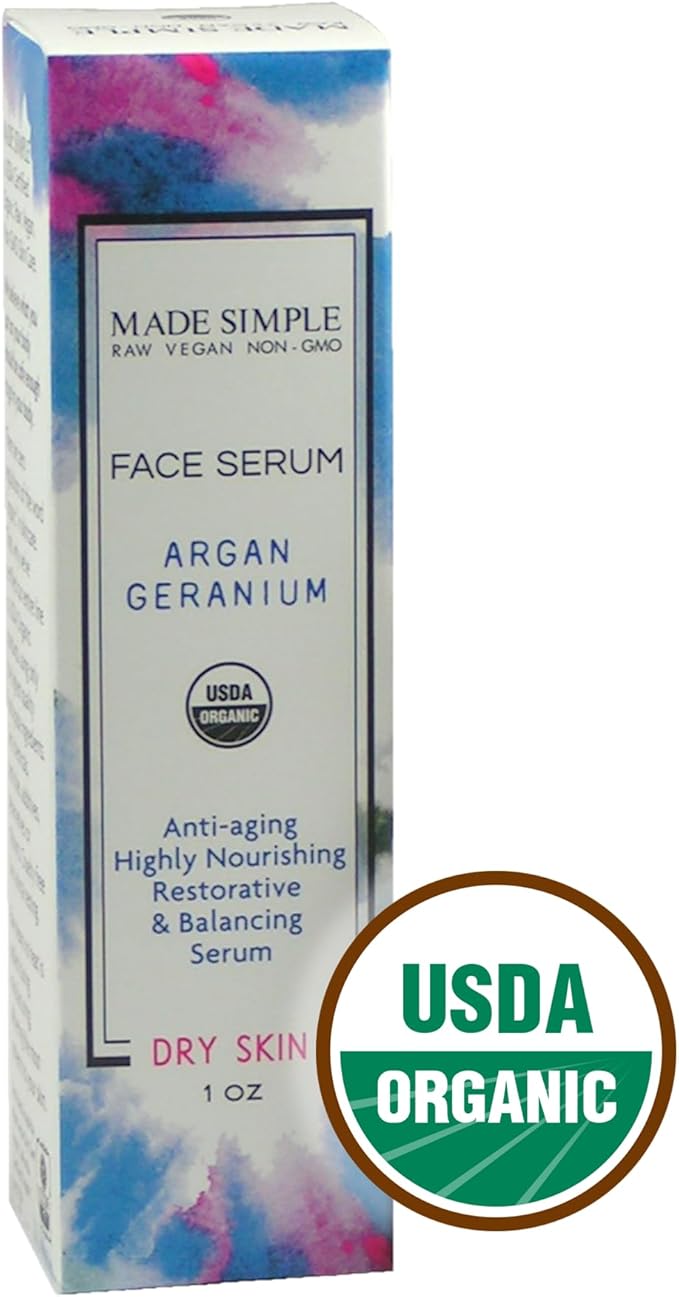 Argan Geranium Face Serum - Certified Organic, Vegan, & Cruelty-Free