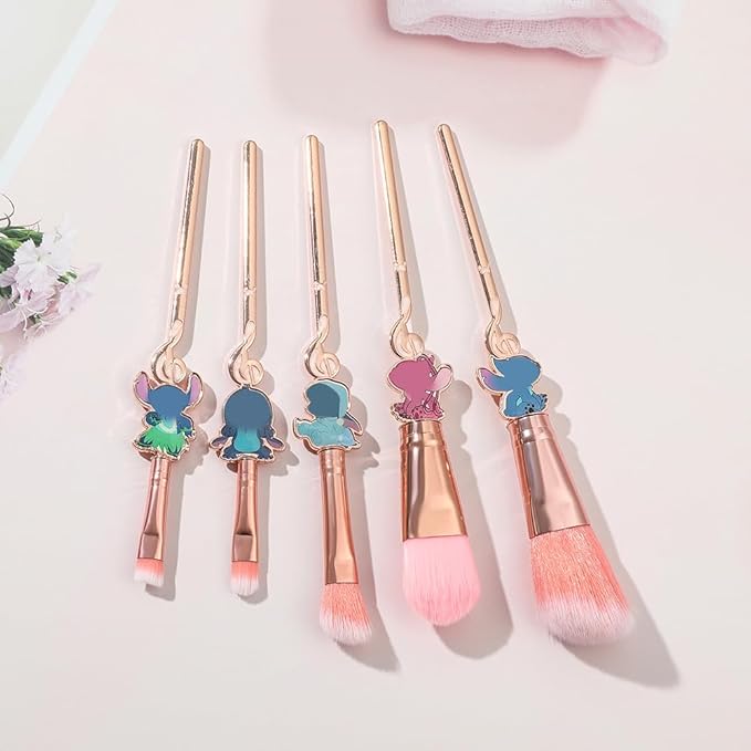 Cute Cartoon Girl-Themed 5-Piece Makeup Brush Set – Premium Synthetic Bristles for Foundation, Blending, Face Powder, Blush, Concealer & Eye Shadow