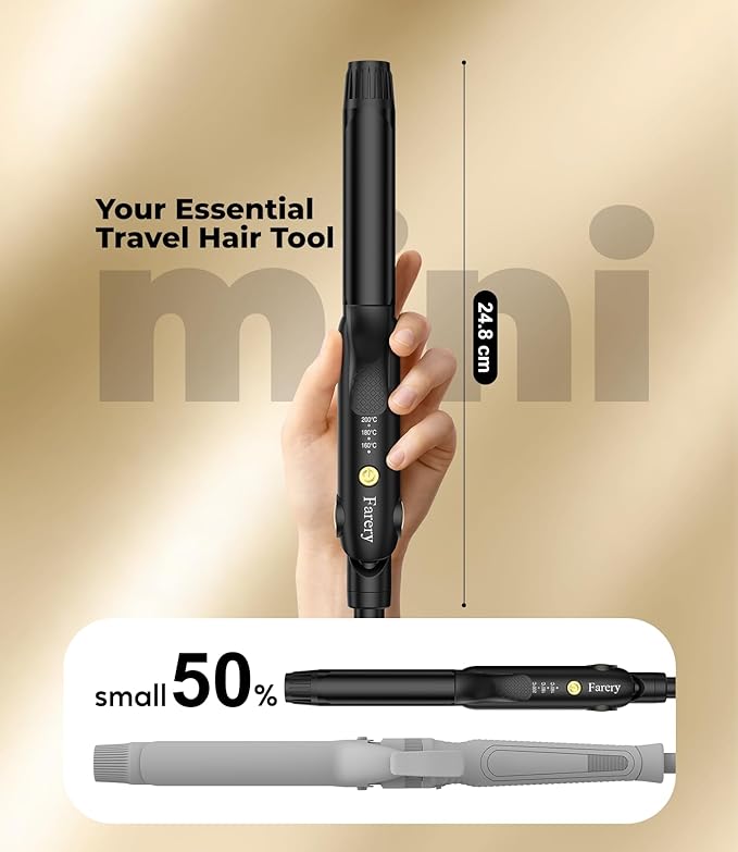 Farery Curling Iron 1 Inch & Flat Iron, 2-in-1 Europe Compact Travel Size Curling Wand, Dual Voltage Mini Hair Straightener with 4 Adjustable Temp for Short Hair