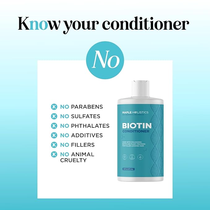 Biotin Conditioner for Thinning Hair - Volumizing Conditioner for Fine Thin & Weak Hair - Sulfate Paraben & Silicone Free with Nourishing Plant Proteins Argan Oil Green Tea & B Vitamins (16 Fl Oz)