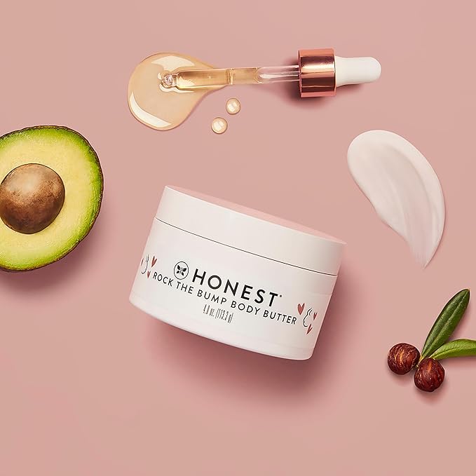 The Honest Company Mama Rock Bump Body Butter Moisturizing Stretch Mark Cream,Shea Avocado Oil,Vitamin E,Hypoallergenic and Dermatologist Tested,4 oz,(Pack of 2)
