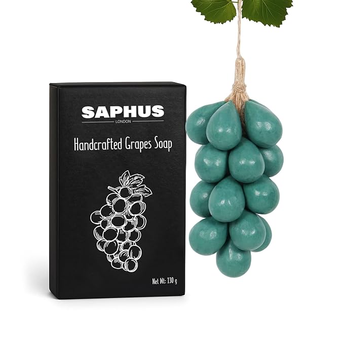 Grape Shaped Natural Handmade Soap Bar, Decorative Bath & Body Soap Gift for Women, Packed in Elegant Gift Box, Green