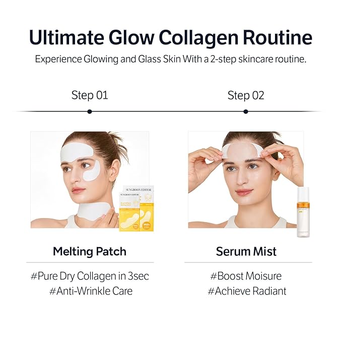 SUNGBOON EDITOR Skin-Conditioning Trio | Cream in Serum, Collagen Patch & Serum Mist | Korean Glow Mist Care Set | Gift Sets for Mom