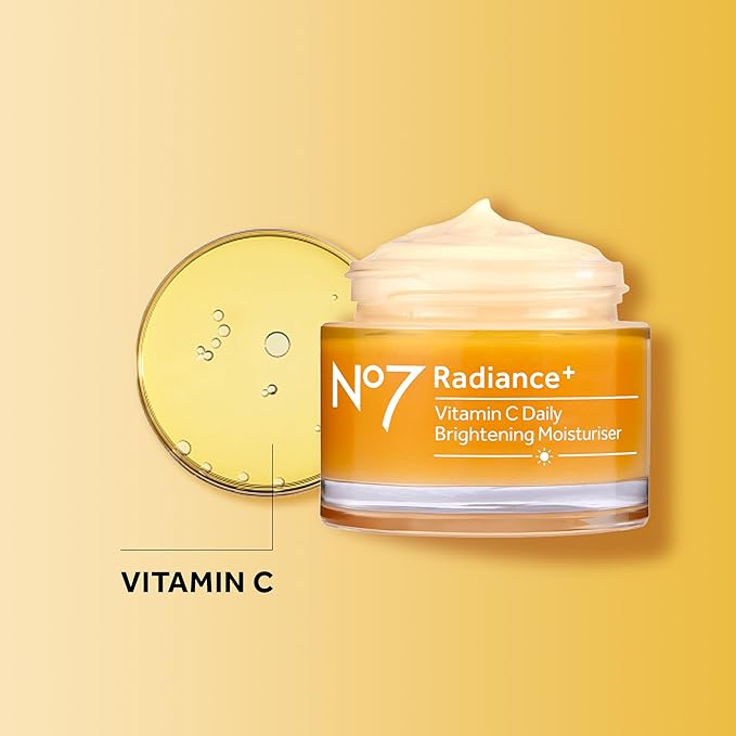 No7 Radiance+ Brightening Vitamin C Moisturizer Face Cream - Skin Nourishing Face Moisturizer - Fast-Absorbing + Lightweight Formula & Suitable for Dry Skin, 1.69 fl oz
