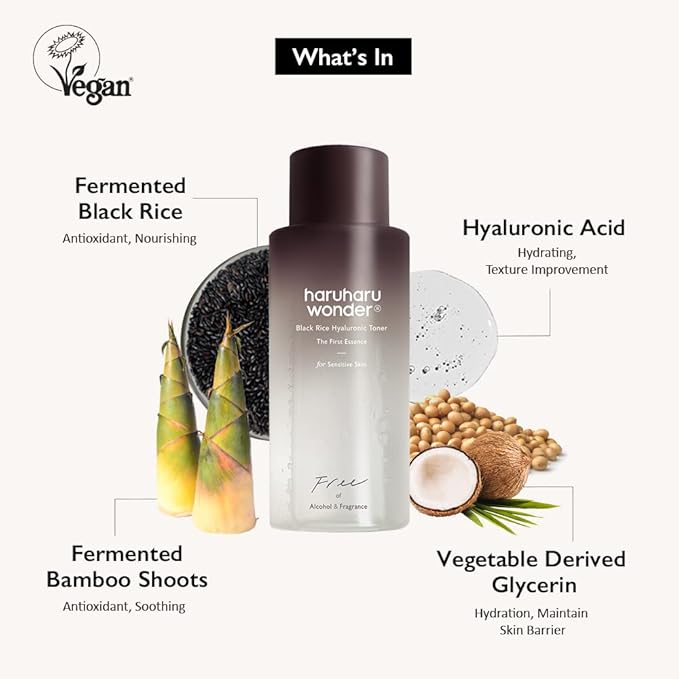 Haruharu Wonder Black Rice Hyaluronic Toner for Sensitive Skin & Black Bamboo Mist Bundle