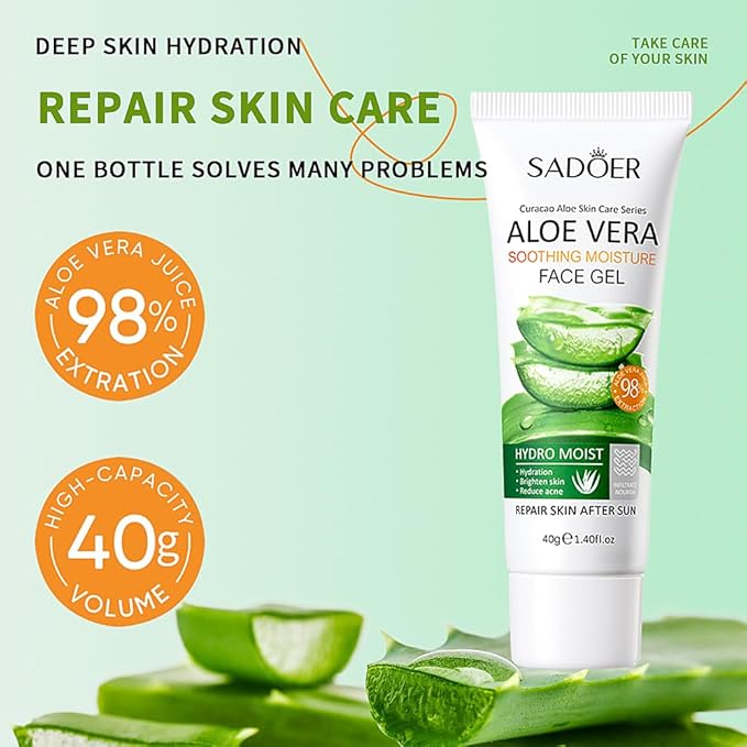3 PCS Aloe Vera Gel Smoothing After Sun Deeply Hydrating Nourishing Skin Care, for Face Body and Hair - Sunburn, Redness and Itchy Skin Relief 1.41 Fl Oz