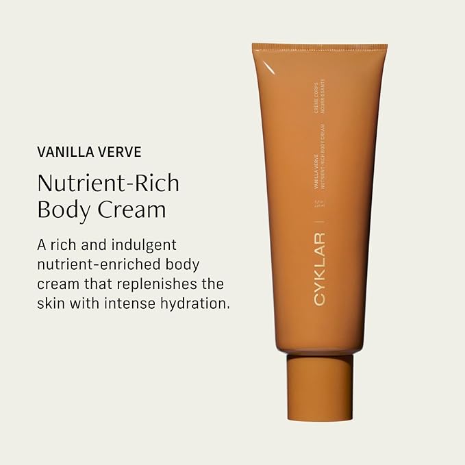 CYKLAR Nutrient Rich Body Cream – Vanilla Verve – Non-Greasy Lotion for 48-Hr Moisture – Squalane, Niacinamide & Banana Flower for Hydration & Skin Barrier Support – Dry Skin Moisturizer 8oz