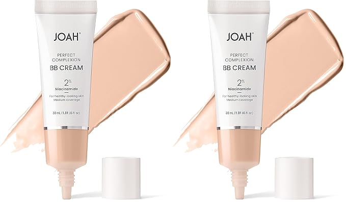 JOAH Beauty Perfect Complexion BB Cream with Hyaluronic Acid and Niaciminade, Korean Makeup with Medium Buildable Coverage, Evens Skin Tone, Lightweight, Semi Matte Finish, Fair with Cool Undertones