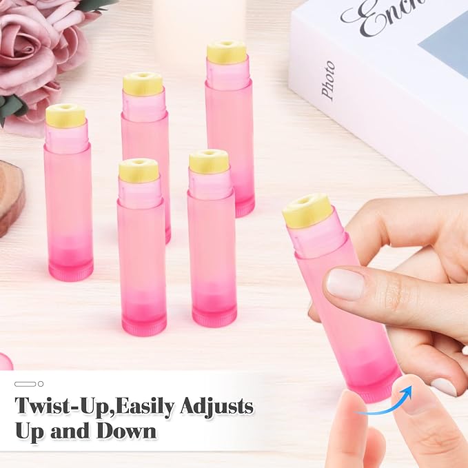 50 Pcs 5.5g Twist-up Lip Balm Tubes,Empty Plastic Lip Gloss Balm Containers Rotatable Deodorant Containers for DIY Homemade Lipsticks, Chapsticks and Homemade Solid Perfume,Pink