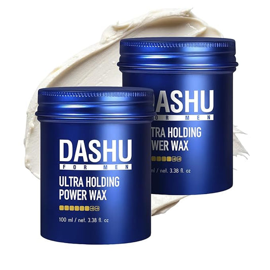 DASHU Hair Wax for Men | Ultra Strong Hold Hair Wax | Matte Finish, No Shine, Long Lasting | Easy Wash Out | Korean Hair Styling Wax — 2-Pack (3.38 oz Each)