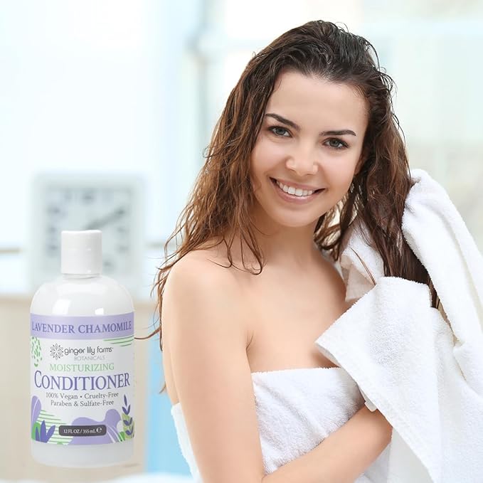 Ginger Lily Farms Botanicals Moisturizing Conditioner for Dry Hair, 100% Vegan & Cruelty-Free, Lavender Chamomile Scent, 12 Fl Oz