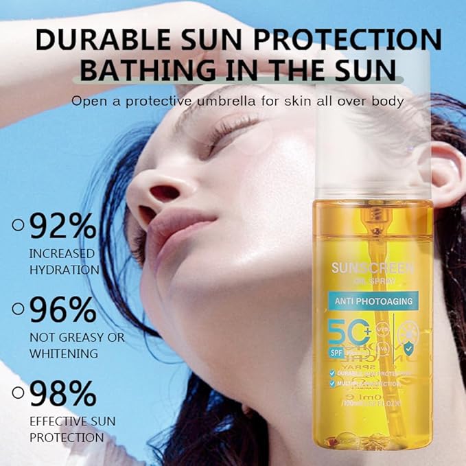 Body Sunscreen Oil Spray SPF 50 - Lightweight, Hydrating, and Glow-Boosting Mist for All Skin Type, 100ml