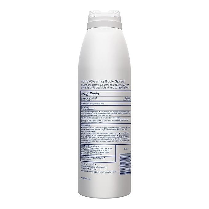 Differin Acne Body Spray, Acne Treatment with Salicylic Acid by the makers of Differin Gel, 360 Formula for Back Acne, Chest and Shoulders, 6 oz
