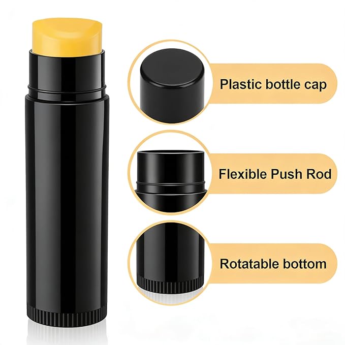 Value Pack of 100 Packs 5ml Empty Lip Balm Tubes, Leak-Proof Twist-Up Refillable Lipstick Containers for DIY Lip Balm，Lipstick, Lip Care Solid Perfume, Cosmetic Filling (BLACK)