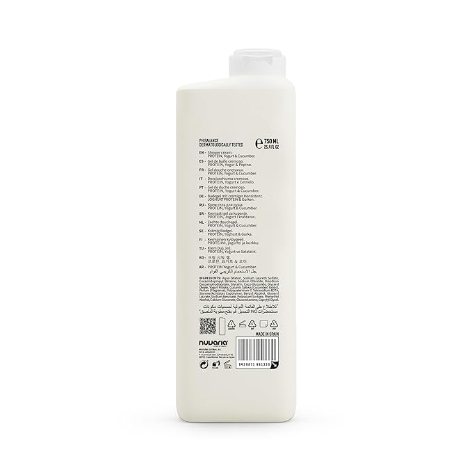 Dicora Urban Fit Shower Cream - In Shower Body Lotion with 24 Hour Softness, Hydration - Wet Skin Moisturizer - Protein Yogurt and Cucumber - 25.4 oz