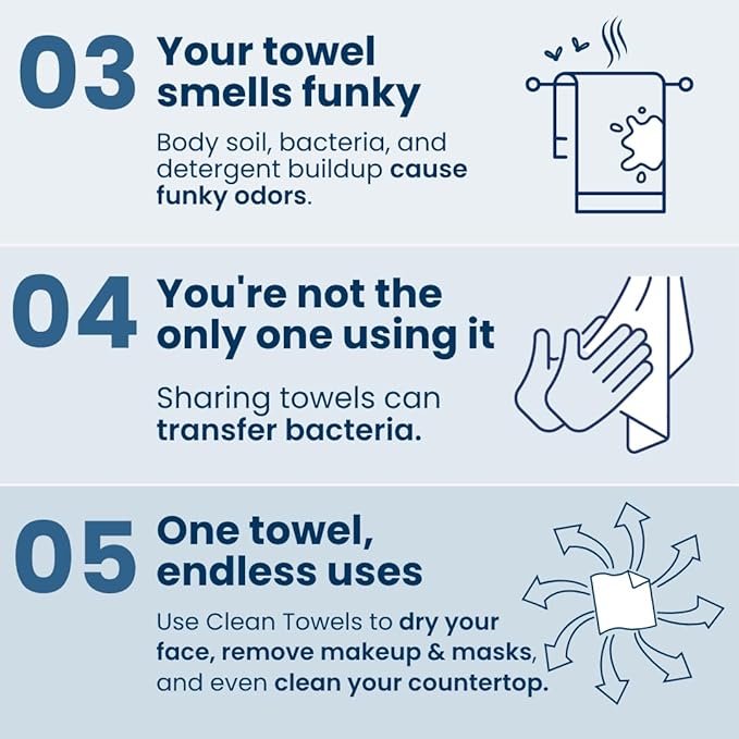Clean Skin Club Clean Towels®, 100% USDA Biobased Face Towel, Disposable Face Towelette, Eczema Association Accepted, Makeup Remover Dry Wipes, Ultra Soft, 1 Pack, 25 Ct