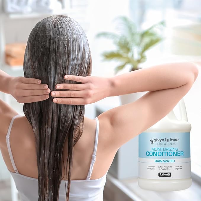 Ginger Lily Farms Club & Fitness Moisturizing Conditioner for Dry Hair, 100% Vegan & Cruelty-Free, Rain Water Scent, 1 Gallon (Pack of 4)