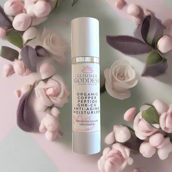 GLIMMER GODDESS Copper Peptide Moisturizer – Lightweight Hydrating Cream with GHK-Cu Complex, Organic Aloe Vera & Botanical Oils – For All Skin Types