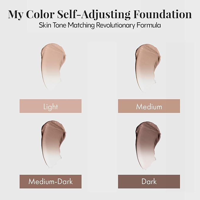Jerome Alexander My Color Self-Adjusting Foundation, Hydrating & Lightweight Face Makeup, Skincare-Infused, with Kabuki Brush, Medium Dark, 1 oz