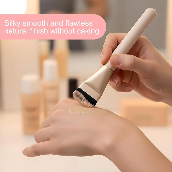 Flat Foundation Brush, 5.5" Spatula Foundation Brush with Spatula, Ultra-Thin Foundations Makeup Brushes, High-End Korean Make Up Brushes for Blending, Cream Foundations Masks