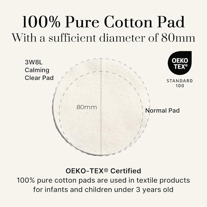 [3W8L] Moisture Calming Clear Pads 70 counts | Vegan Toner Pad For All Skin Types | Gentle Facial Peels & Resurfacing Treatment | Korean Skin Care | k-beauty | 3Words 8Letters