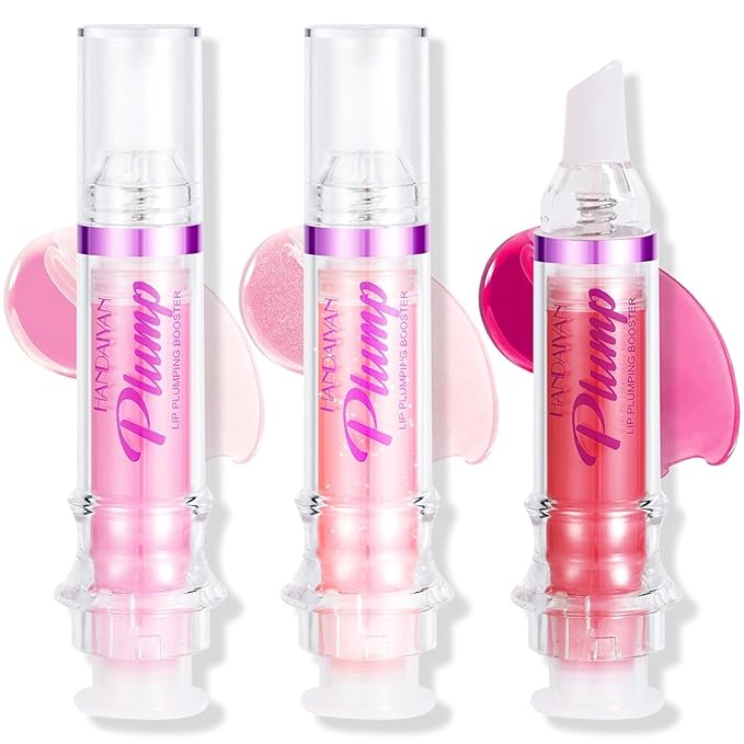 3 Colors Lip Plumping Booster, Spicy Lip Plumper Gloss Lip Plumping Oil, Ultra-Hydrating Nourishing Plump and Pout Lip Plumper, Glossy Finish Fuller Natural Lip Makeup Valentine's Day Gifts-01#02#06#