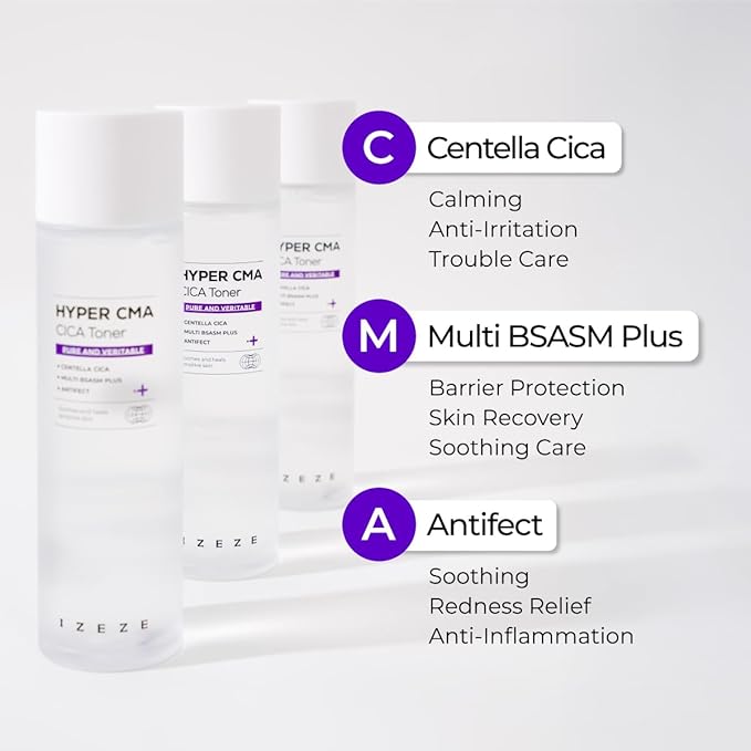 IZEZE Hyper CMA CICA Toner 5.07 fl.oz, 150 ml | Low-Irritation Centella Asiatica Facial Calming Toner, Korean Skincare for Sensitive Skin, Soothing for Acne Prone Skin, Skincare Coreano