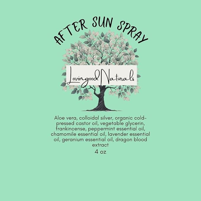 After Sun Spray Soothing Botanical Mist with Aloe Vera, Dragon Blood, & Essential Oils – Cooling Relief After Sun Exposure – 4 oz