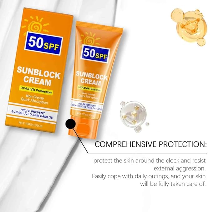 2PCS Facial Body Sunscreen SPF50 Whitening Sun Cream Broad Spectrum UV Protection Hydrating Anti-Aging Sunblock Skin Protective Cream