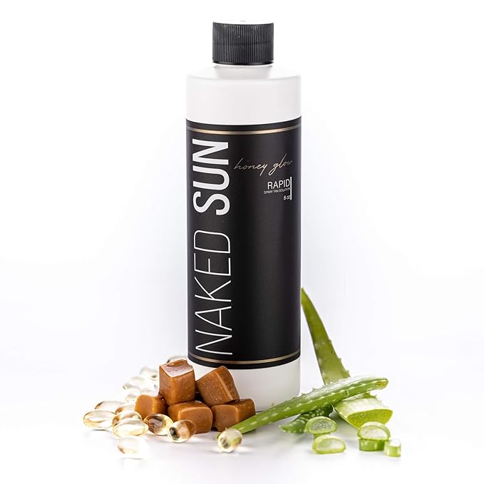 Naked Sun Onyx Spray Tan Machine Professional Tanning Gun with Light Kit and Honey Glow Rapid Develop Tanning Solution and also includes comprehensive Spray Tan Tranning Course.