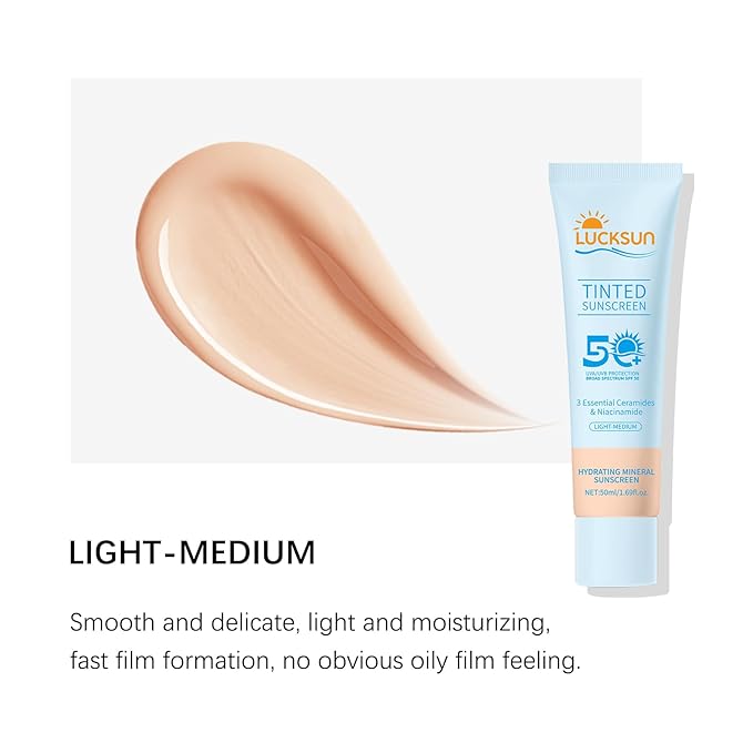 Tinted Sunscreen for Face, SPF 50 2 Pack - Face Sunscreen Lotion,UV Defense, Moisturizing, Travel Size, LIight Medium (50ML)