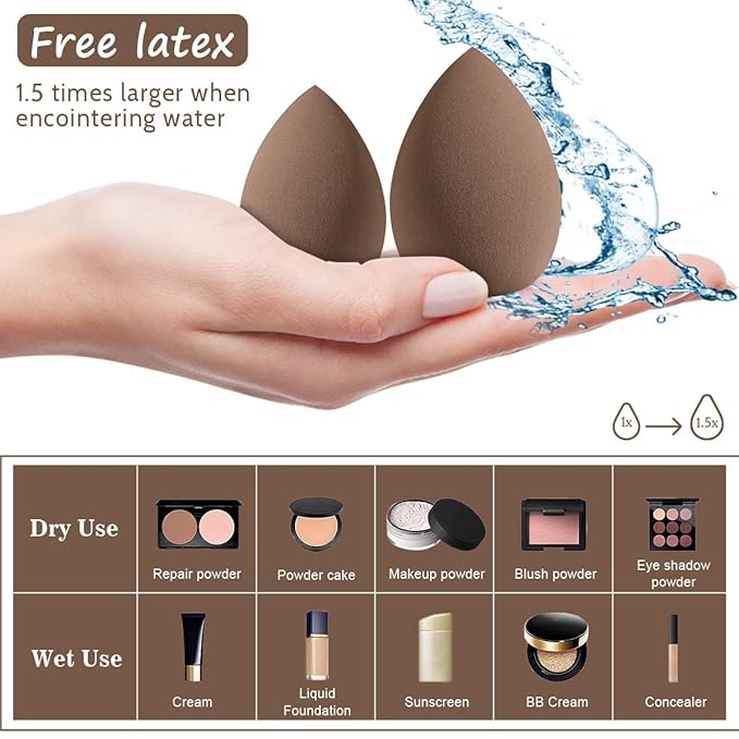 Professional Comfort Makeup Tool Set, 54pcs/set Brush & Today Sponge & Powder Puff & Headband & Brush Cleaning Bowl, Multi-sue Facial Makeup & Cleansing Accessories (brown)