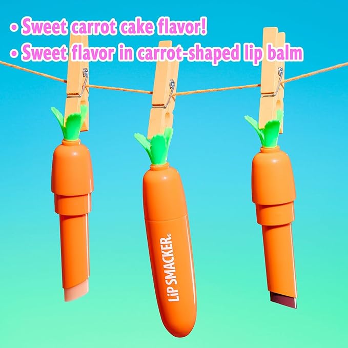 Lip Smacker Carrot Lip Balm, Carrot Cake Flavor, Limited Edition Easter Balm, Cute Carrot-Shaped Basket Stuffer, Collectible Spring Gift