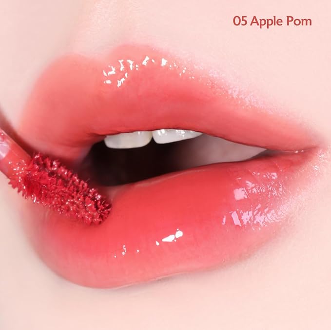 MILKTOUCH Jelly Fit Lip Tint (05 Apple Pom) with Cooling Plumping Effect and Water-Based Non-Sticky Texture | Long Lasting Korean Beauty Lipstain Tinted Gloss Oil | Stocking Stuffers for Women
