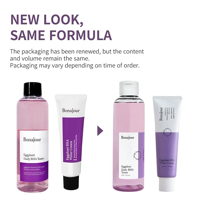 [BONAJOUR] Eggplant Daily BHA Toner & Cream Duo 7.2+1.7 fl.oz