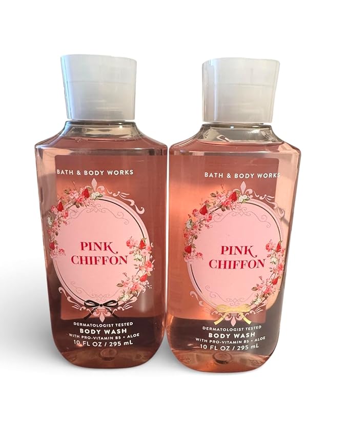 Bath & Body Works Pink Chiffon Shower Gel Gift Sets 10 Oz 2 Pack (Pink Chiffon), 20.0 ounces