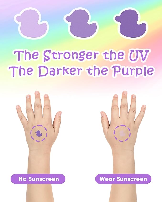 UV Detection Stickers for Sunscreen - 160 Count UV Detection Stickers, Know When to re-Apply Sunscreen, Sun Protection Reminder, 8 Cute Pattern Types