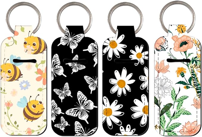 DMLSKY Lip Balm Holder Keychain, Sleeve Pouch for Mini Lipstick, Cute Portable Key Chain Accessories for Lip Gloss