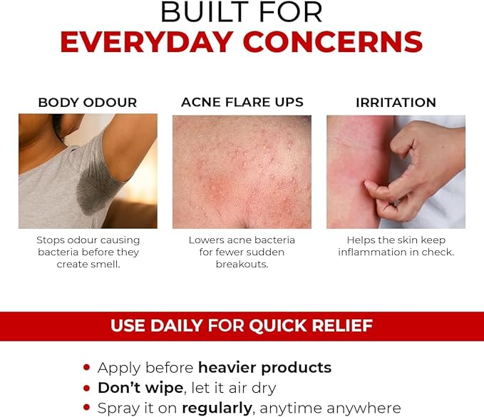 Conciuos Chemists HOCL Skin Relief Face & Body Spray | 100ml | Soothing & Repairing Toner | Hypochlorous Acid Mist for Quick Relief from Body Odour, Acne, Redness & Irritation