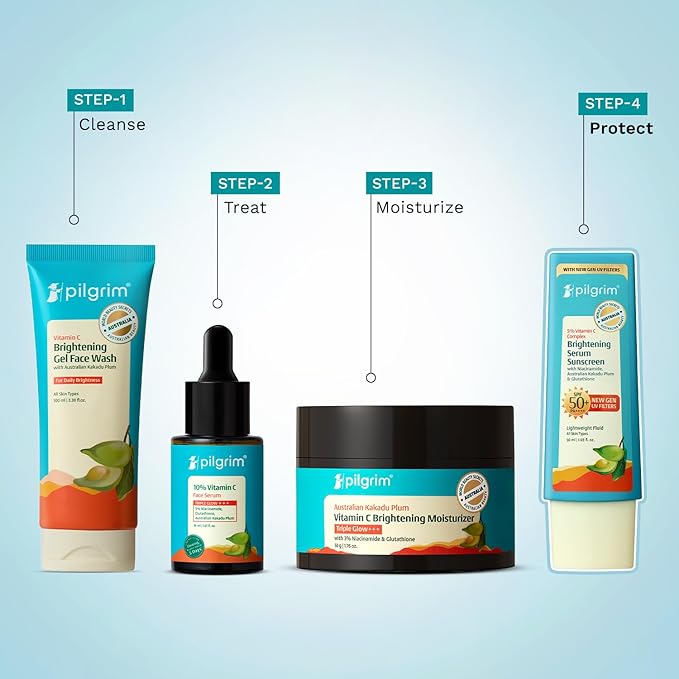Pilgrim 5% Vitamin C Gel Sunscreen SPF 60 PA++++ | Ultra Light Broad Spectrum UVA UVB Protection with Kakadu Plum | Non Greasy Daily Face Sunscreen for All Skin Types | 1.52 Fl Oz (45ml)