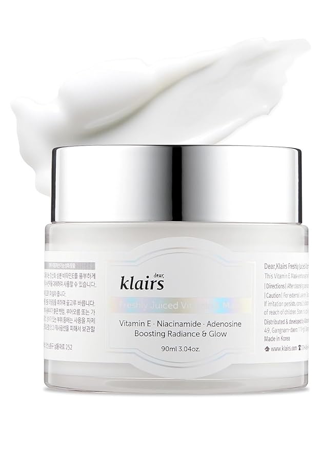 DearKlairs Freshly Juiced Vitamin E Mask, Daily Moisturizer, Sleeping Mask, Boost the Effect of Vitamin C, Niacinamide, Korean Face Cream, 3.17 Oz (90g)