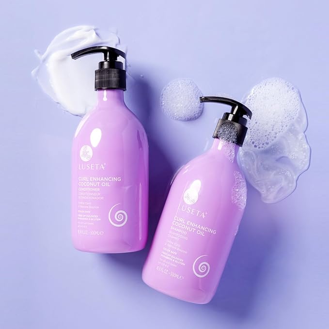 Luseta Curly Hair Shampoo and Conditioner Set with Coconut Oil, Unlimited Bounce and Definition for wavy and Coily hair, Reduce Frizz and Repair Dry Hair, for All Curl Types Sulfate Free 16.9Fl oz×2