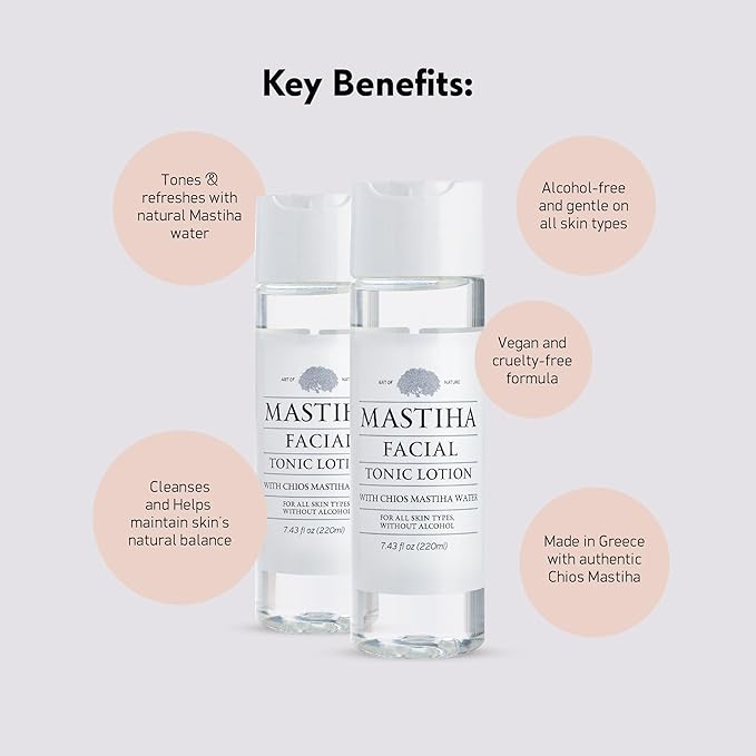Mastihashop Facial Toner Lotion - Alcohol-Free Face Toner with Distilled Chios Mastiha Water - Hydrating and Moisturizing Toner for All Skin Types - Vegan & Cruelty-Free - 220ml / 7.43 fl oz